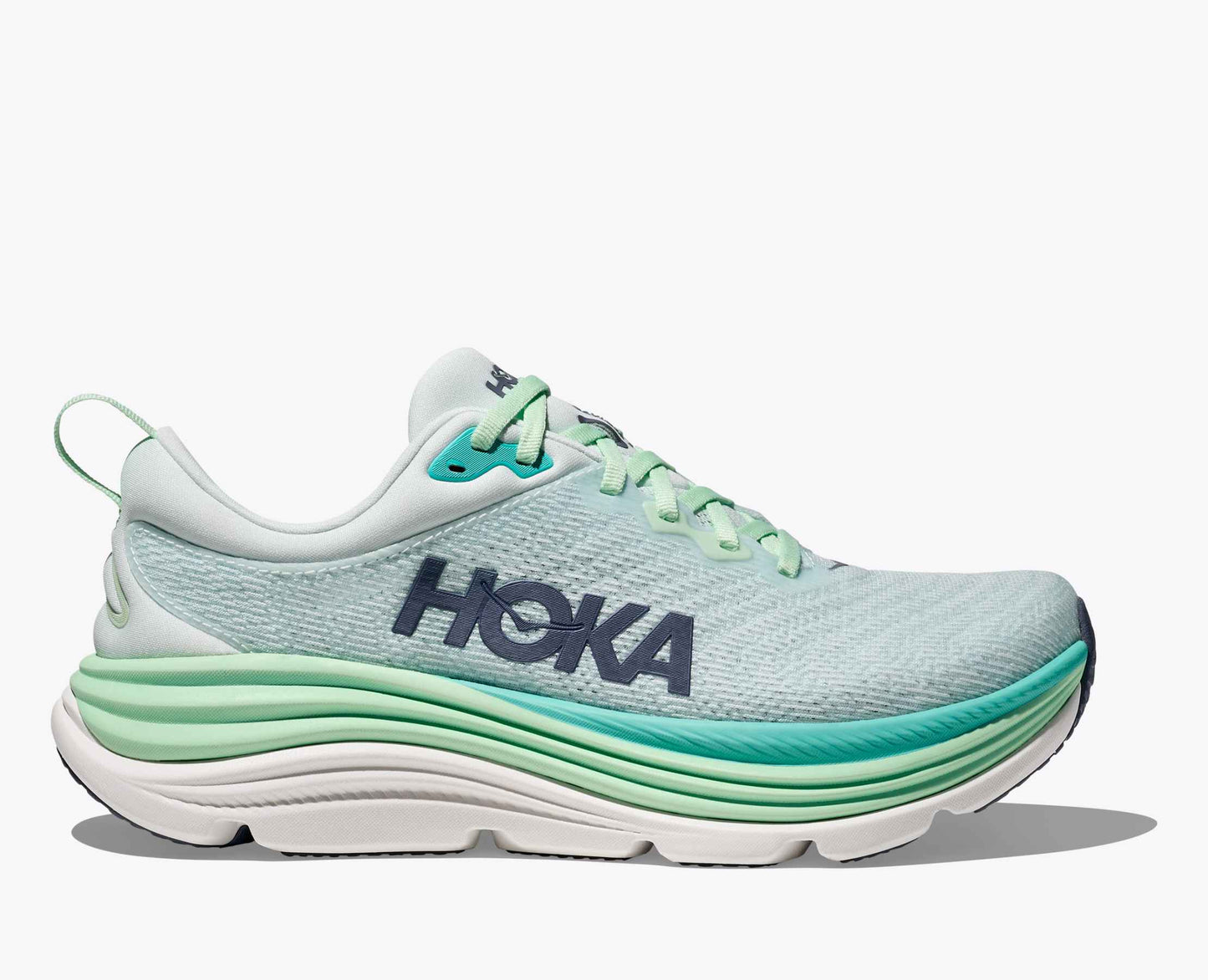 Hoka Gaviota 5 Women Cushioned Runing Shoes, Snow Melt/Cielo Blue