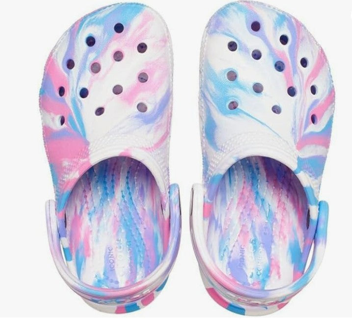 Crocs Classic Marbled Clog K White/Pink Kids
