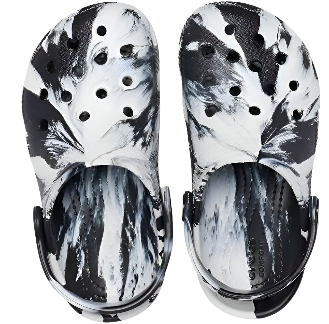 Crocs Classic Marbled Clog for Kids – Black/White