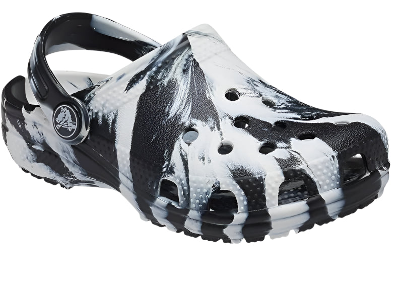 Crocs Classic Marbled Clog for Kids – Black/White