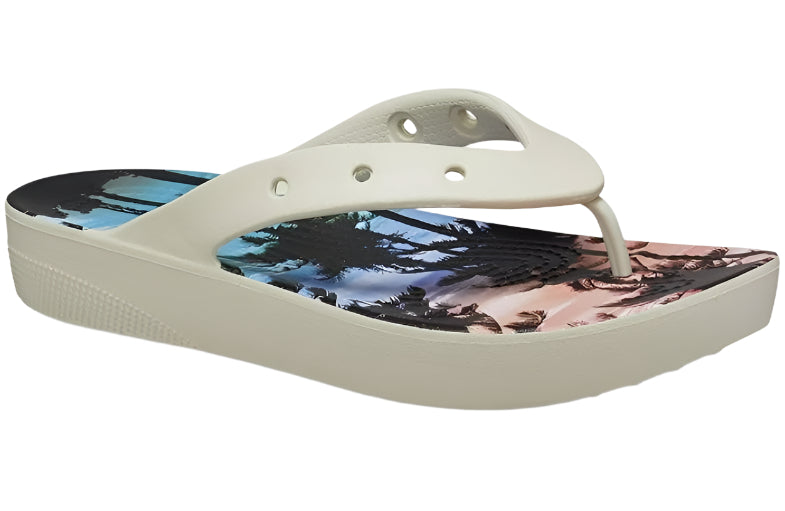 Crocs Women's Classic Platform Flip Flops – Bone/Multi Color Sandals