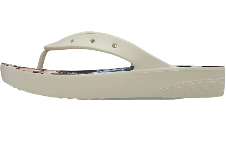 Crocs Women's Classic Platform Flip Flops – Bone/Multi Color Sandals