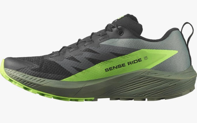 Salomon Sense Ride 5 Unisex Trail Running Shoes Black/Laurel Wreath/Green Gecko