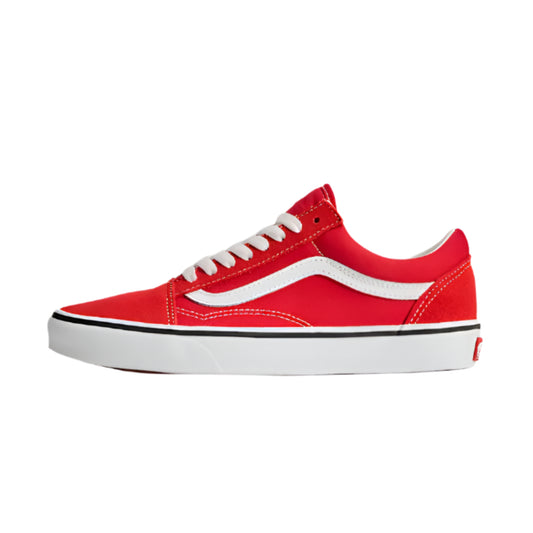 Vans Men's Old Skool Low-Top Sneakers – Classic Skate Shoe, Red Canvas
