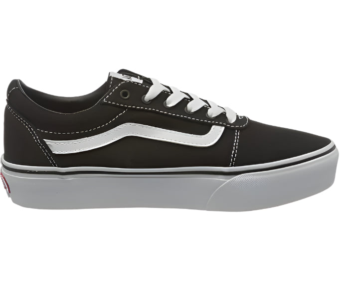 Vans Girls Low-Top Trainer Canvas Sneakers, Black/White - Ndoros