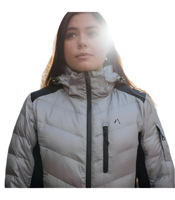 Apricoat EcoDown Adventure Women's Winter Coat - Stylish, Ultra Light Down Jacket, Packable, Gray - Ndoros