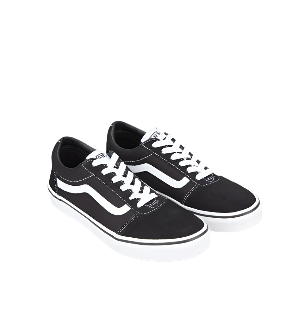 Vans Youth Ward Low-Top Skate Sneakers – Unisex Kids Casual Shoes, Black/White - Ndoros