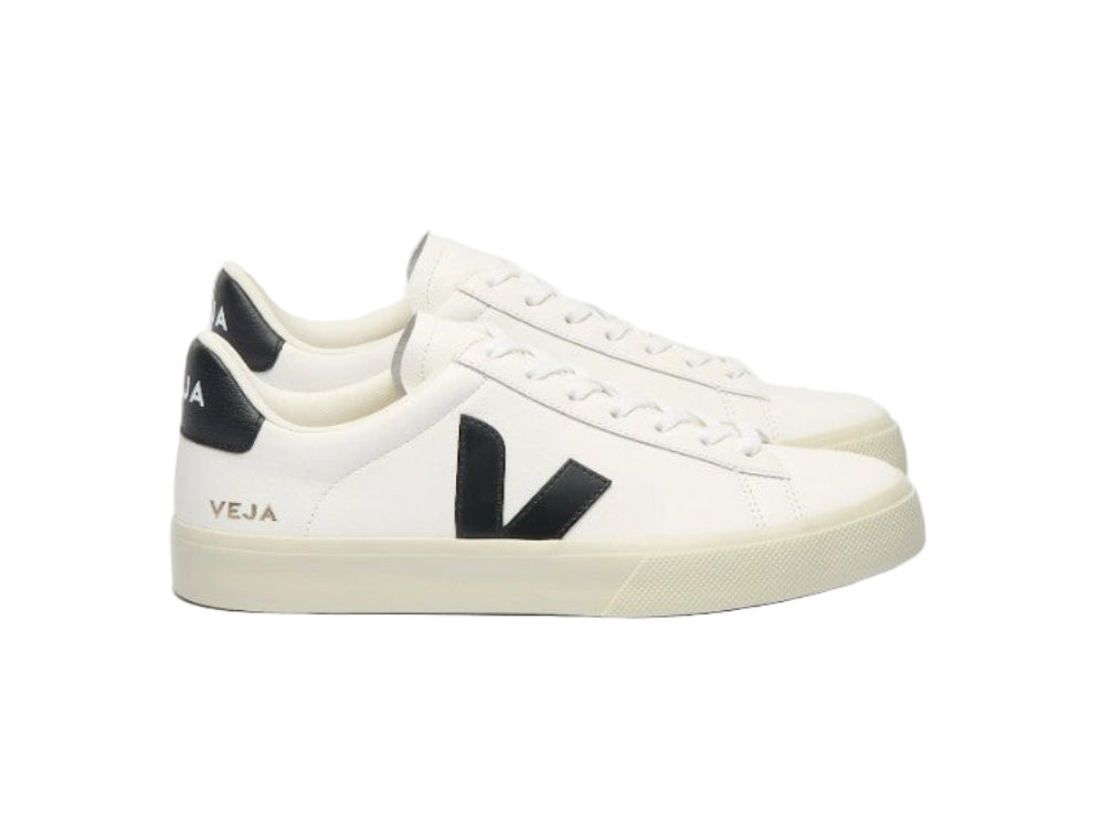 Veja Men's Campo Leather Shoe, Black/White