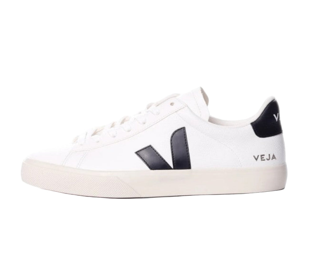 Veja Men's Campo Leather Shoe, Black/White