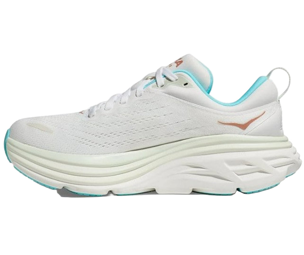 Hoka Women's Bondi 8 Sneaker, Frost/Rose Gold