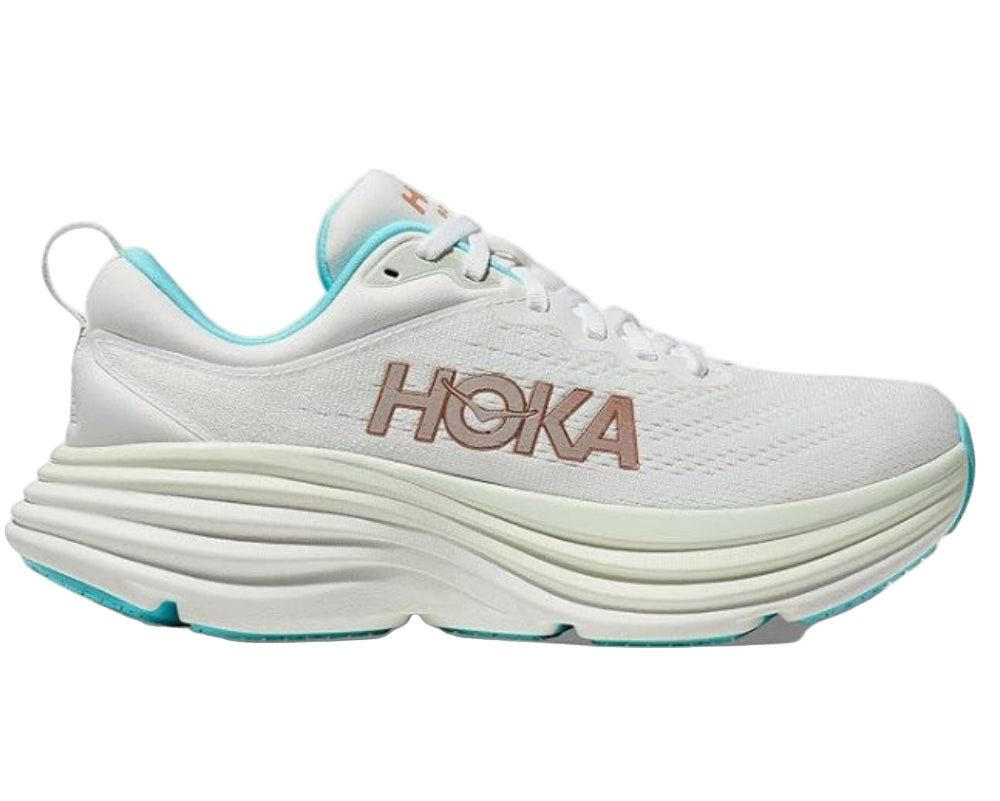 Hoka Women's Bondi 8 Sneaker, Frost/Rose Gold