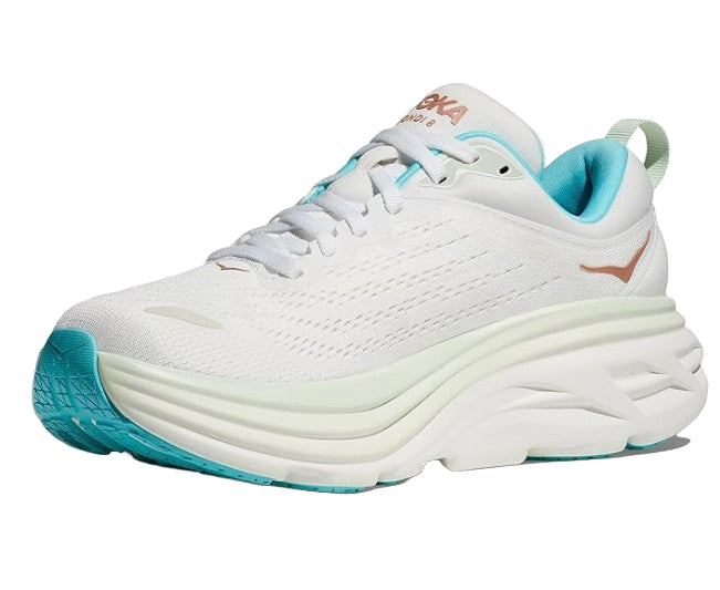 Hoka Women's Bondi 8 Sneaker, Frost/Rose Gold