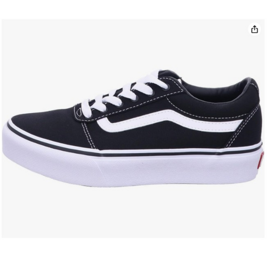 Vans Girls Low-Top Trainer Canvas Sneakers, Black/White - Ndoros