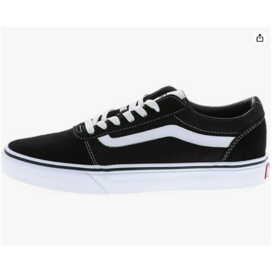 Vans Men's Ward Sneaker Suede Canvas Black White - Ndoros