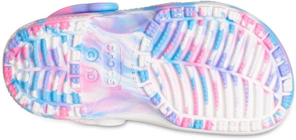 Crocs Unisex-Child Classic Marbled Tie-dye Clog | White/Pink - Ndoros