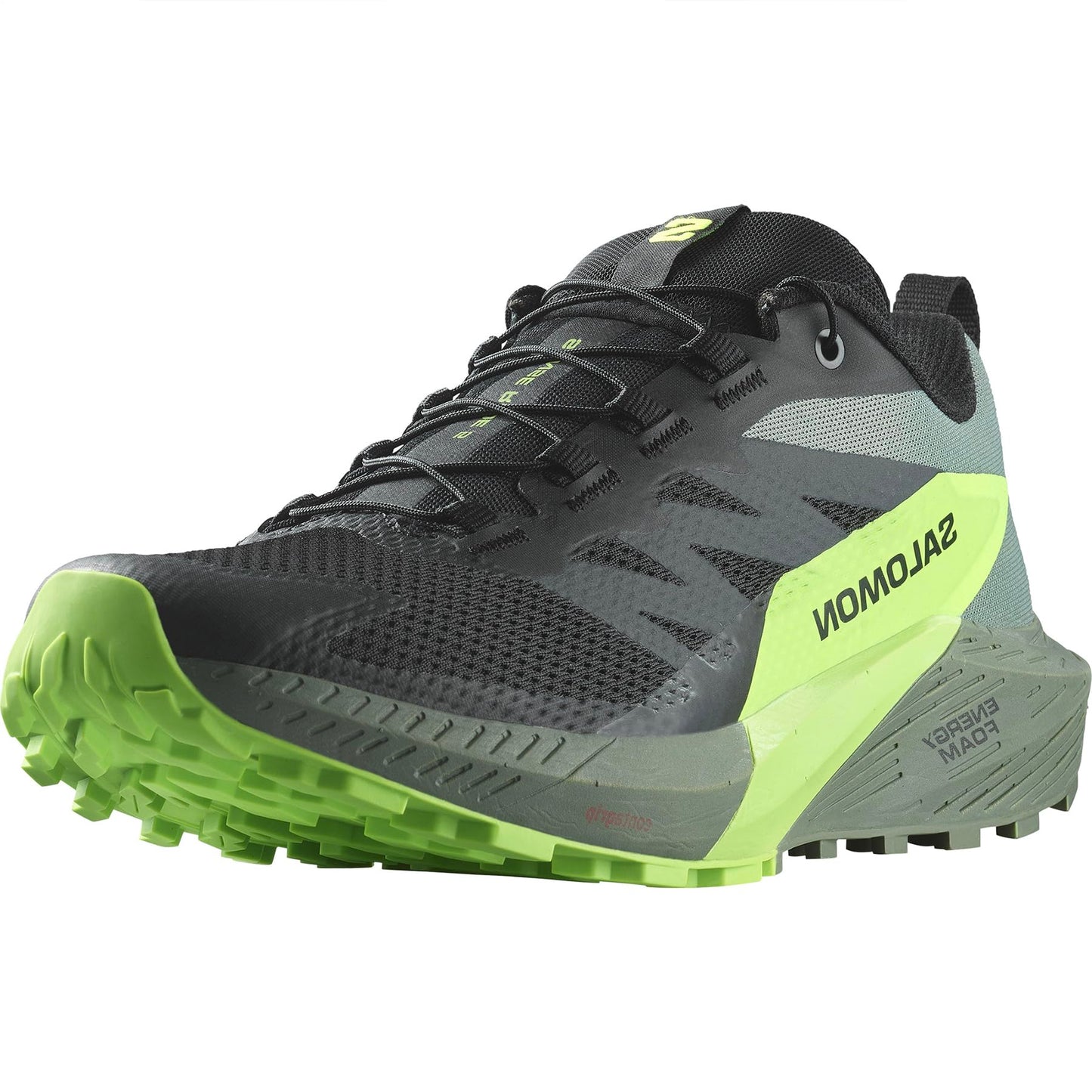 Salomon Sense Ride 5 Unisex Trail Running Shoes Black/Laurel Wreath/Green Gecko