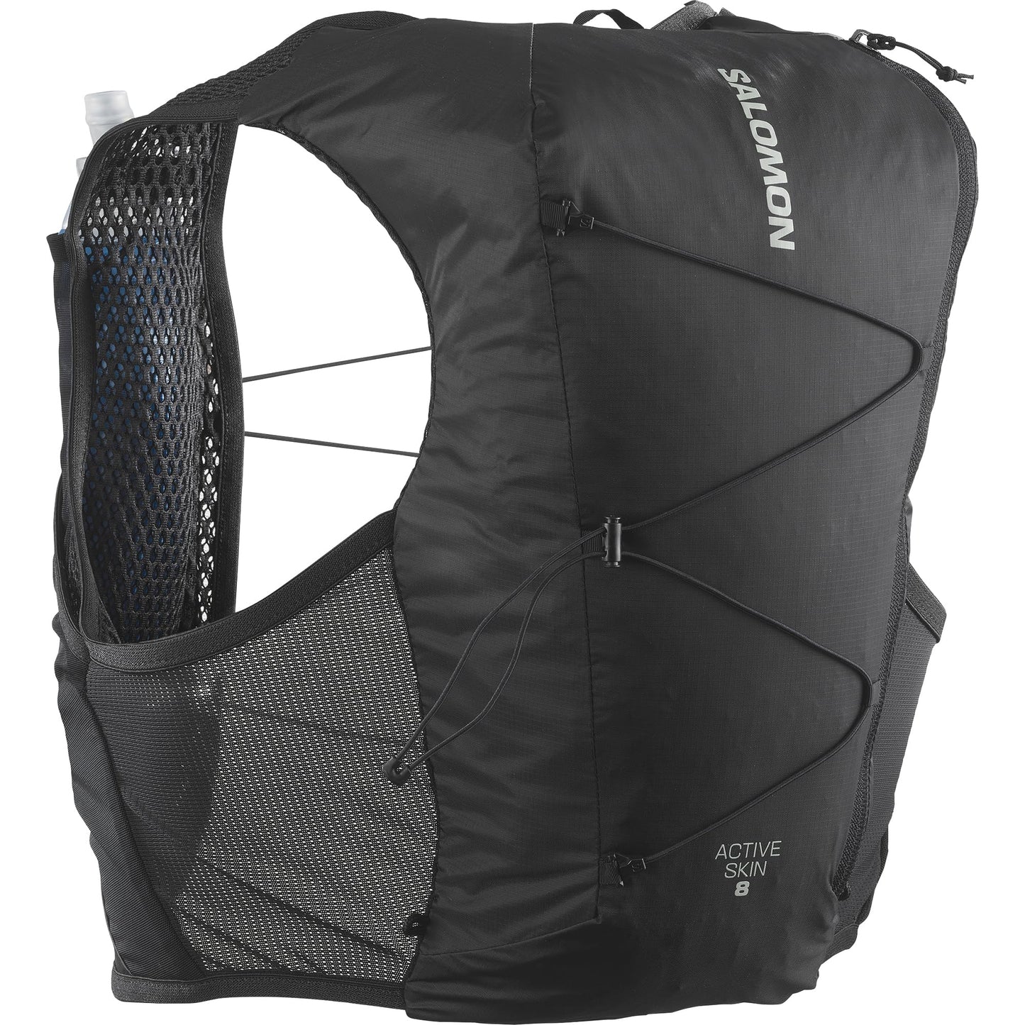 Salomon Unisex Active Skin 8, Hydration & Storage Vest with 500ml Flasks Included - Black / Metal