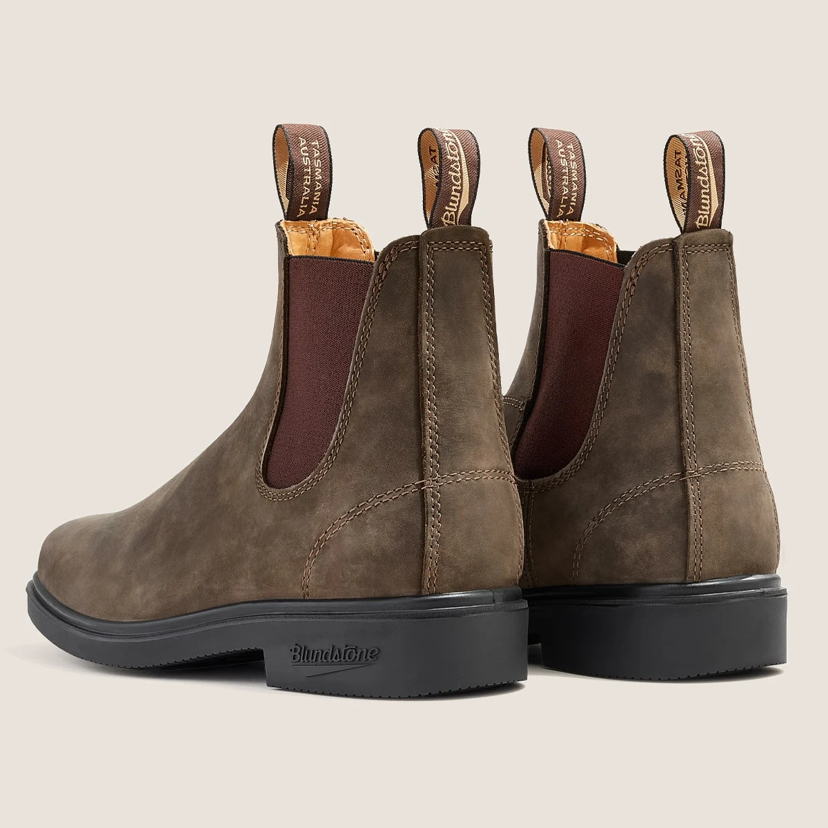 Blundstone Unisex Dress Series 1306 Chelsea Boots for Men and Women, Wide Chisel Toe Boots with Cushioned Midsole and Premium Leather, Rustic Brown - Ndoros