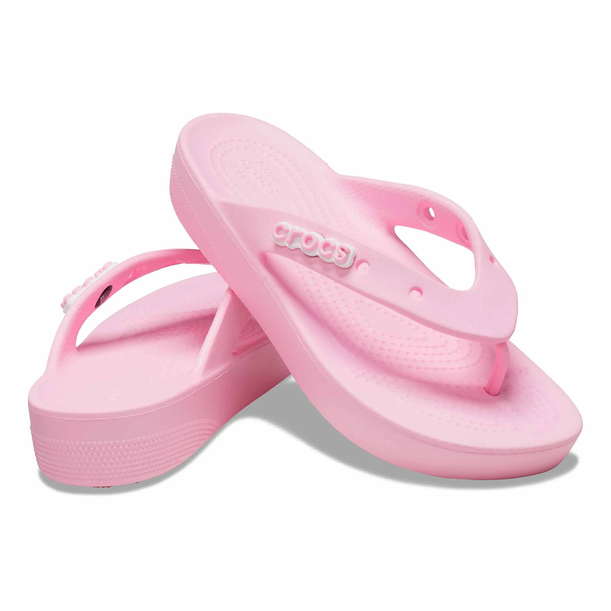 Crocs Women's Classic Flip Flops, Platform Sandals, Flamingo - Ndoros