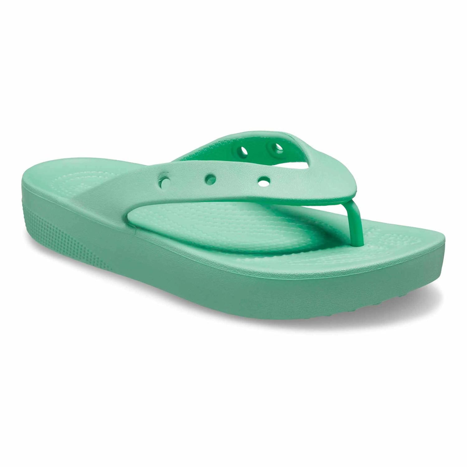 Crocs Women's Classic Flip Flops, Platform Sandals, Jade Stone - Ndoros