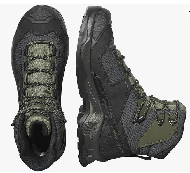 Salomon Men's QUEST ELEMENT GORE-TEX Leather Hiking Boots, Black / Deep Lichen Green / Olive Night - Ndoros