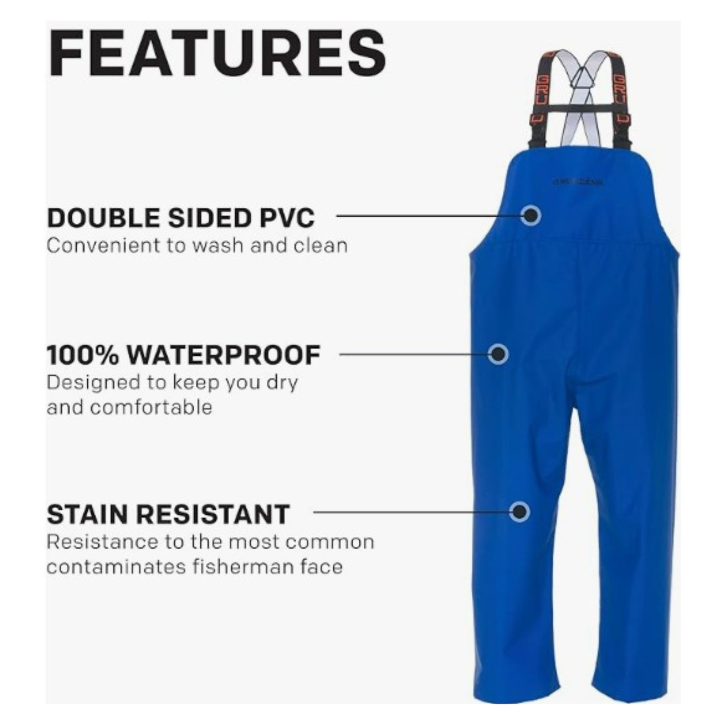 Grundens Men’s Shoreman Bib Pants, Ocean Blue