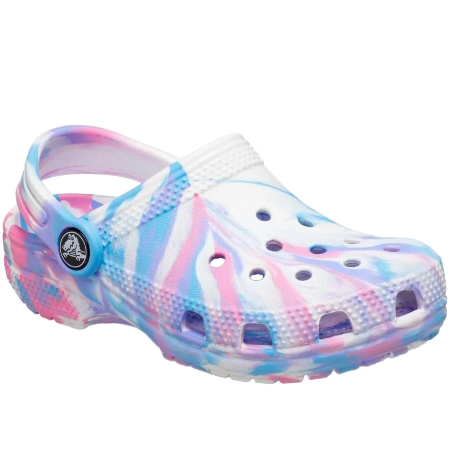 Crocs Unisex-Child Classic Marbled Tie-dye Clog | White/Pink