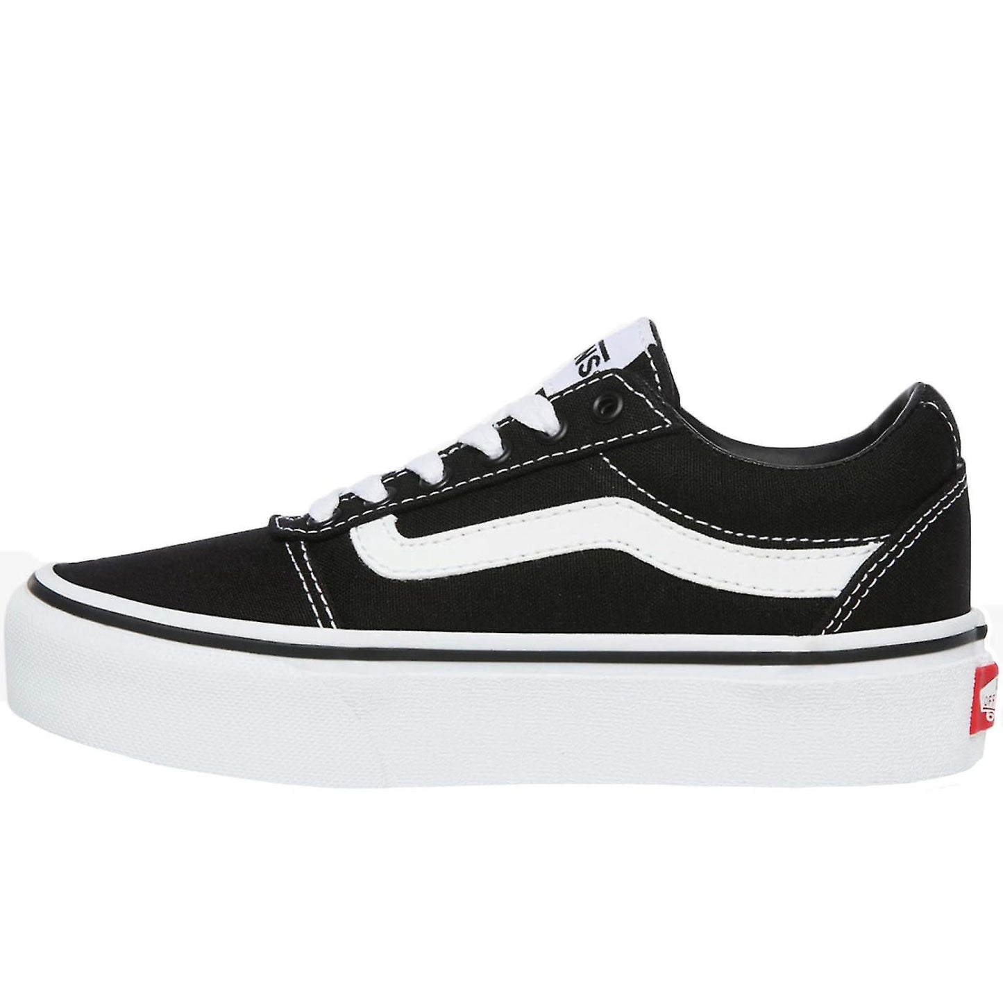 Vans Women's Ward Platform Sneaker Canvas Black White - Ndoros