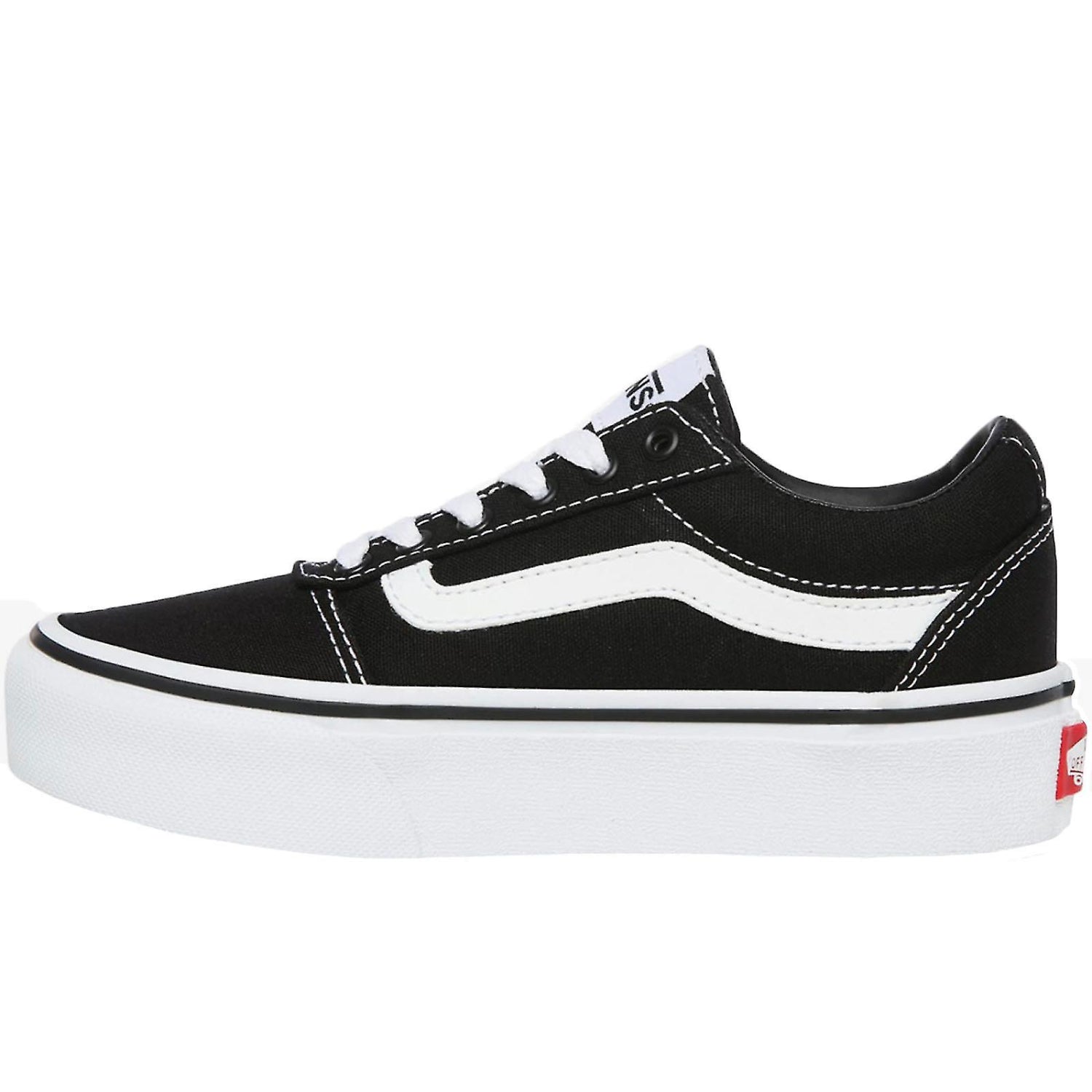 Vans Women's Ward Platform Sneaker Canvas Black White - Ndoros