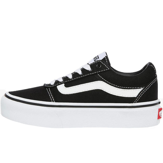 Vans Women's Ward Platform Sneaker Canvas Black White - Ndoros