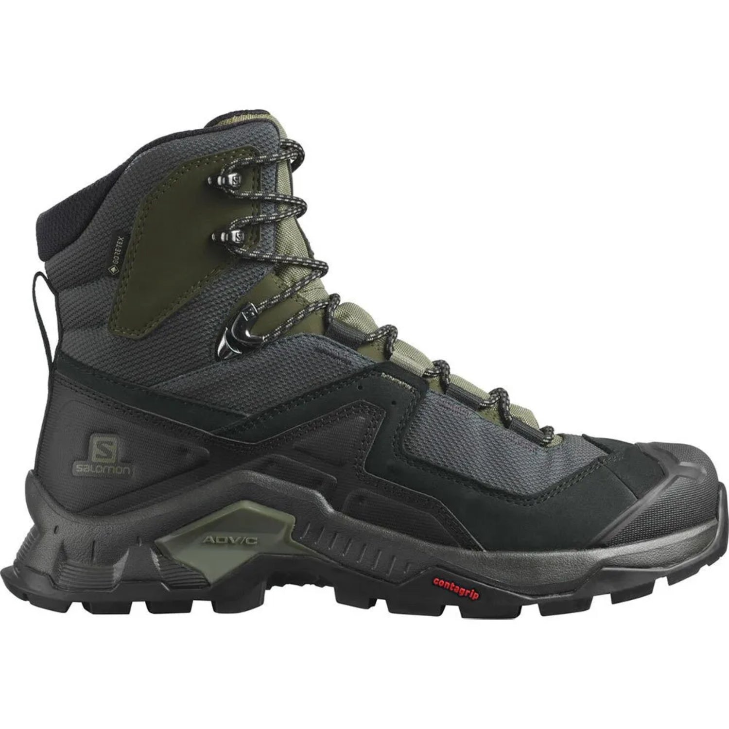 Salomon Men's QUEST ELEMENT GORE-TEX Leather Hiking Boots, Black / Deep Lichen Green / Olive Night - Ndoros