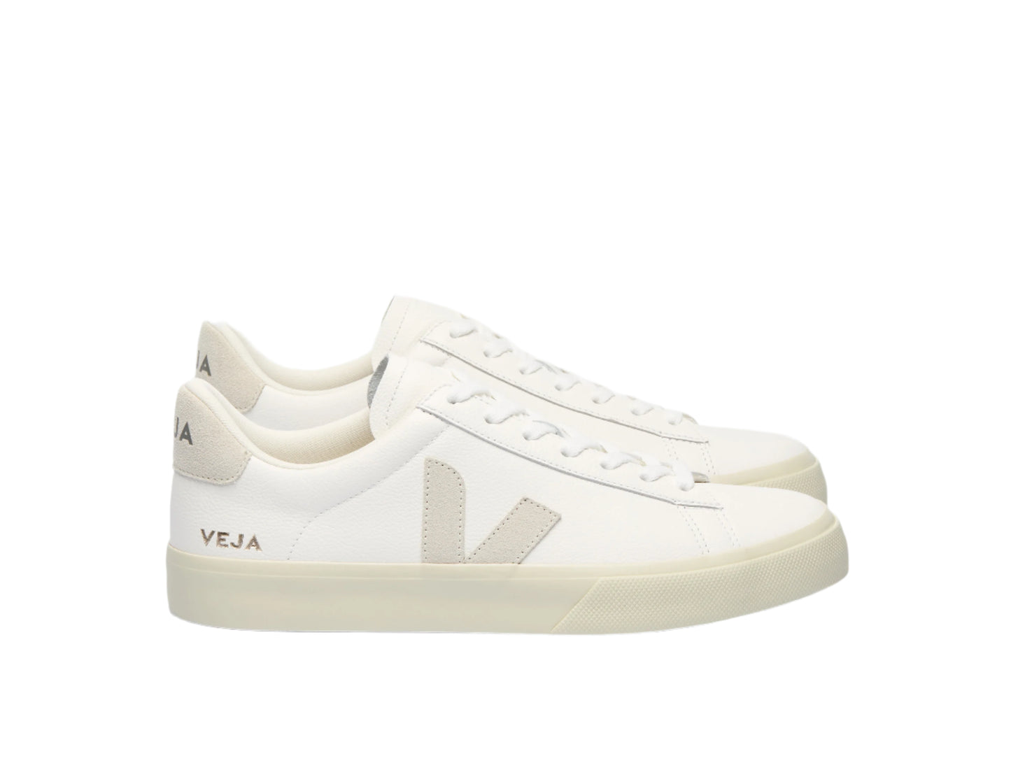 White sneakers with Veja logo on a white background