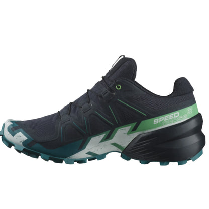 Salomon Mens Speedcross 6 Hiking Shoes, Carbon/Tahitian Tide/White