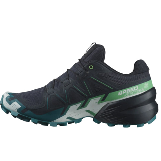 Salomon Mens Speedcross 6 Hiking Shoes, Carbon/Tahitian Tide/White