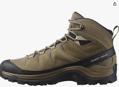 Salomon Men's QUEST ROVE GORE-TEX Leather Hiking Boots for Men, Kangaroo / Kelp / Black