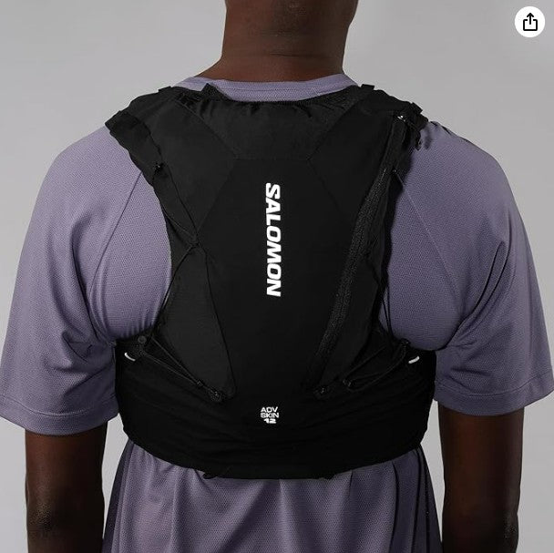 Salomon Unisex Advance Skin 12 | 12 Liter Hydration Trail Running Vest Black