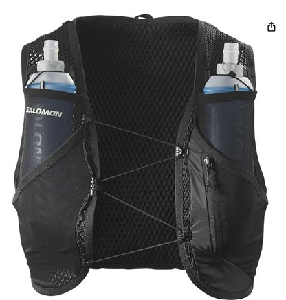 Salomon Unisex Active Skin 8, Hydration & Storage Vest with 500ml Flasks Included - Black / Metal