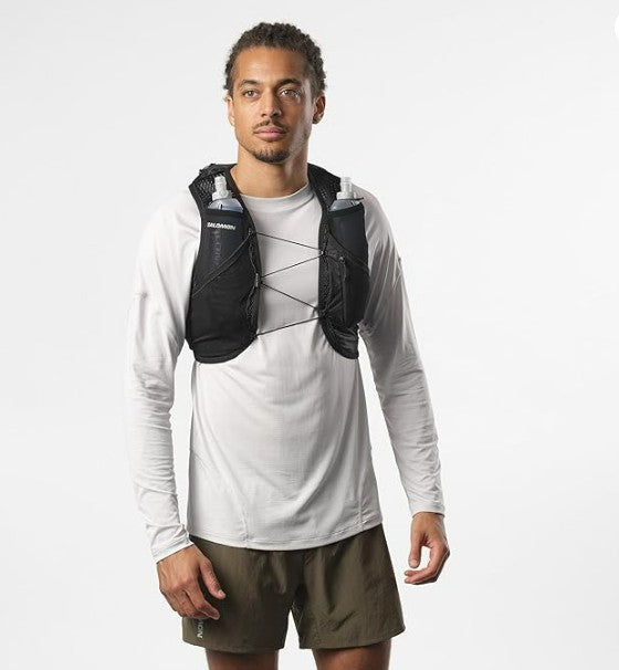 Salomon Unisex Active Skin 8, Hydration & Storage Vest with 500ml Flasks Included - Black / Metal