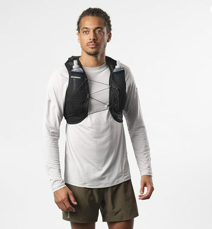 Salomon Unisex Active Skin 8, Hydration & Storage Vest with 500ml Flasks Included - Black / Metal