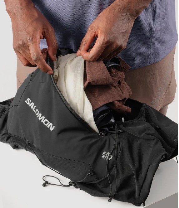 Salomon Unisex Advance Skin 12 | 12 Liter Hydration Trail Running Vest Black