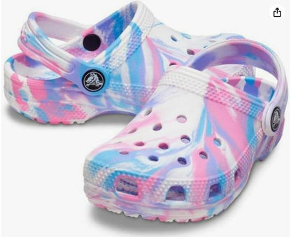 Crocs Classic Marbled Clog K White/Pink Kids