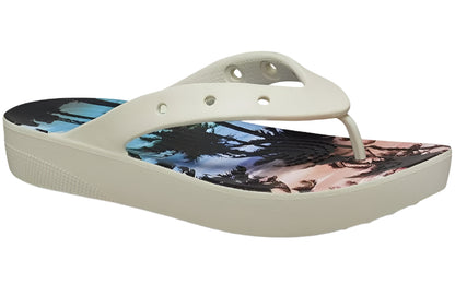 Crocs Women's Classic Platform Flip Flops – Bone/Multi Color Sandals