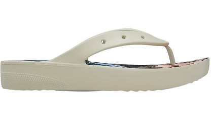 Crocs Women's Classic Platform Flip Flops – Bone/Multi Color Sandals