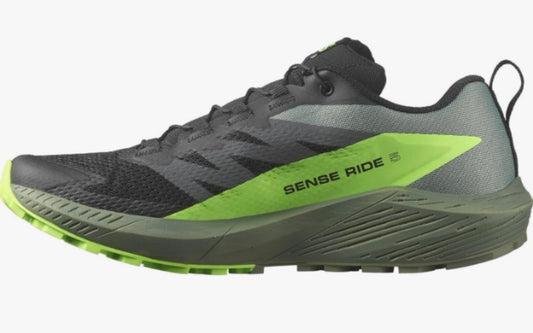 Salomon Sense Ride 5 Unisex Trail Running Shoes Black/Laurel Wreath/Green Gecko