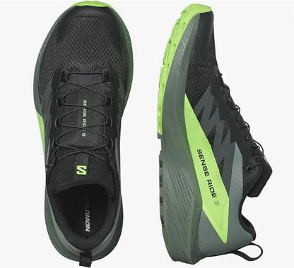 Salomon Sense Ride 5 Unisex Trail Running Shoes Black/Laurel Wreath/Green Gecko