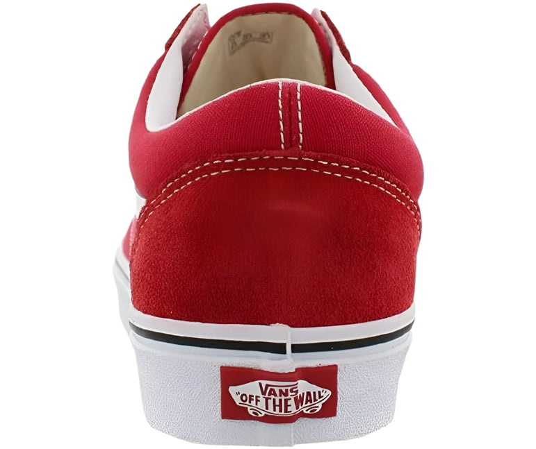 Vans Unisex Old Skool Low Top  Sneakers, Red/True White, Classic Low-Top Skate Shoes