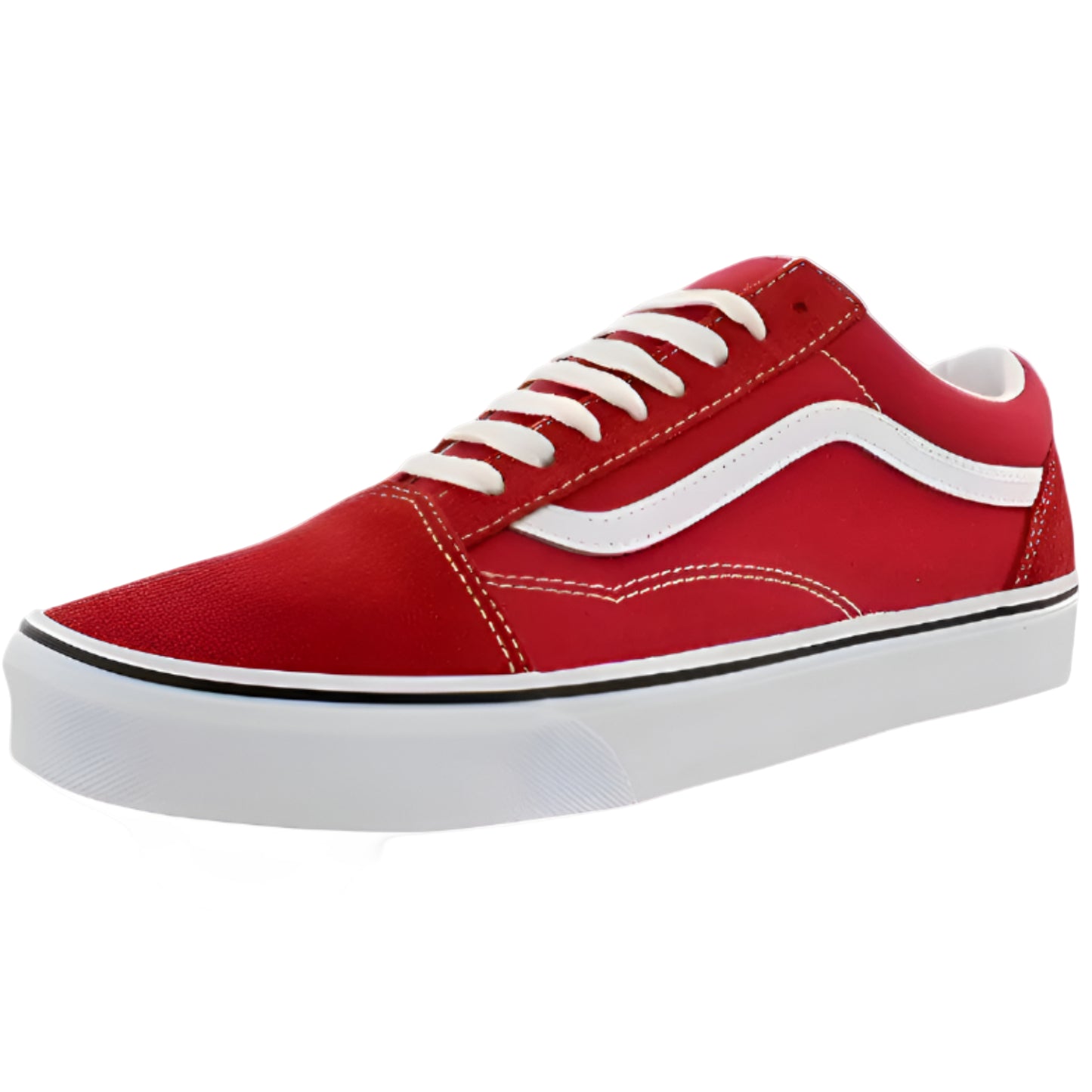 Vans Unisex Old Skool Low Top  Sneakers, Red/True White, Classic Low-Top Skate Shoes - Ndoros