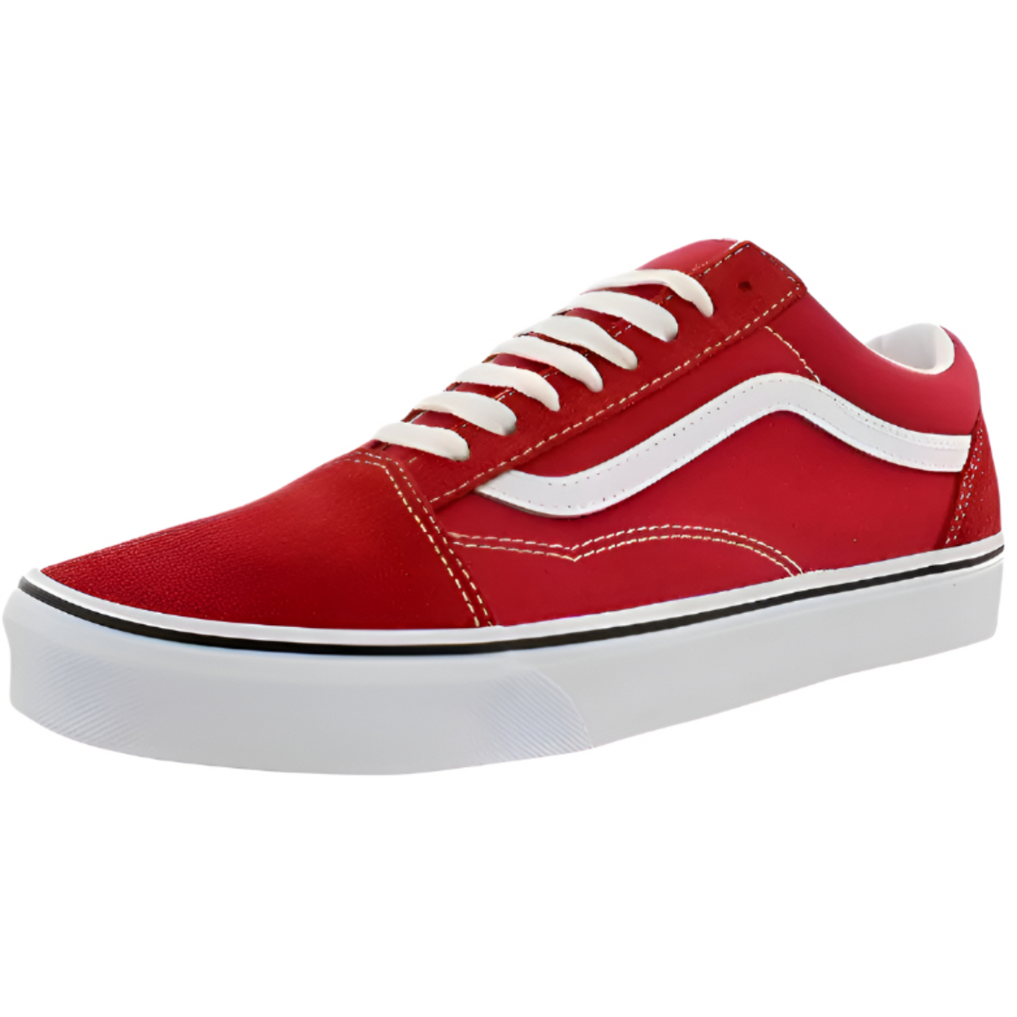 Vans Unisex Old Skool Low Top  Sneakers, Red/True White, Classic Low-Top Skate Shoes