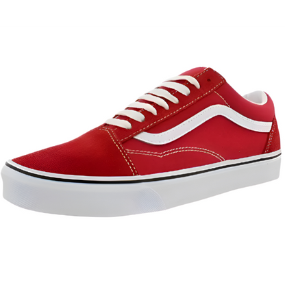 Vans Unisex Old Skool Low Top  Sneakers, Red/True White, Classic Low-Top Skate Shoes