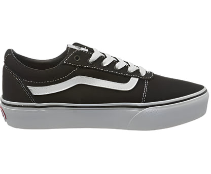 Vans Girls Low-Top Trainer Canvas Sneakers, Black/White - Ndoros